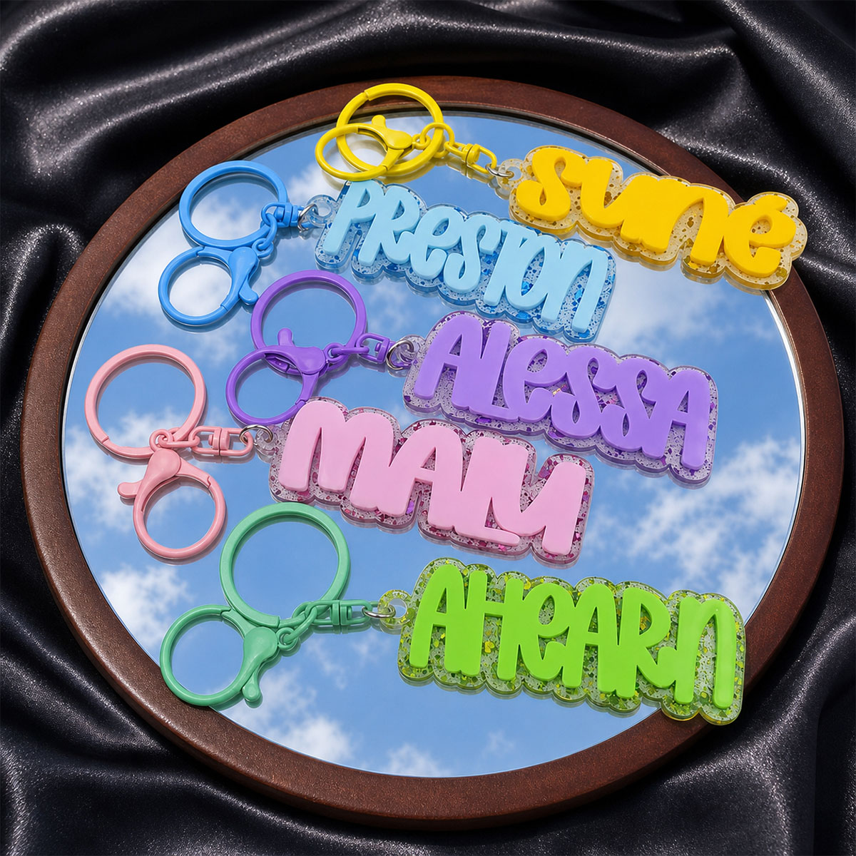 Custom Name Acrylic Keychain P - đánh giá và giá Initial Ring Custom